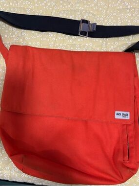 Jack Spade Orange Canvas Messenger Bag with Black Strap